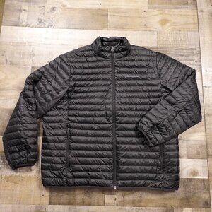 Eddie Bauer Down Puffer Jacket Men's XXL Black Full Zip Packable Lightweight 650